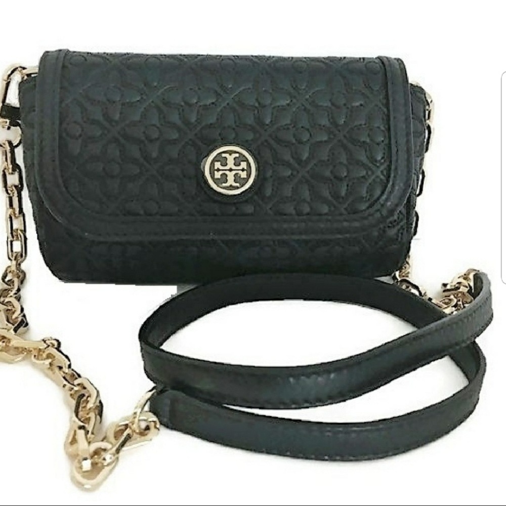 Tory Burch Quilted small crossbody- Black Leather
